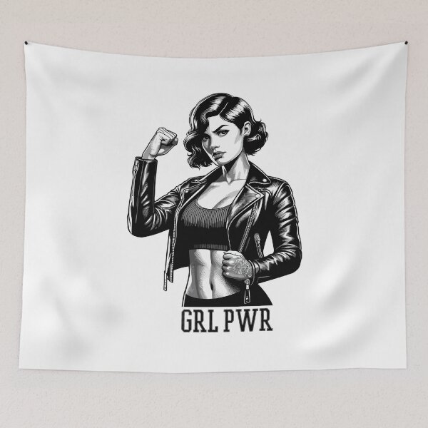 Item preview, Strong Woman GRL PWR Rockabilly Leather Jacket Gift designed and sold by Pineapple-Tree.