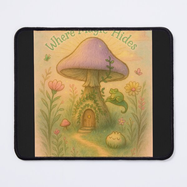 Item preview, Where Magic Hides – Cozy Pastel Fairy Home Under a Mushroom Art designed and sold by Laugh & Rewind .