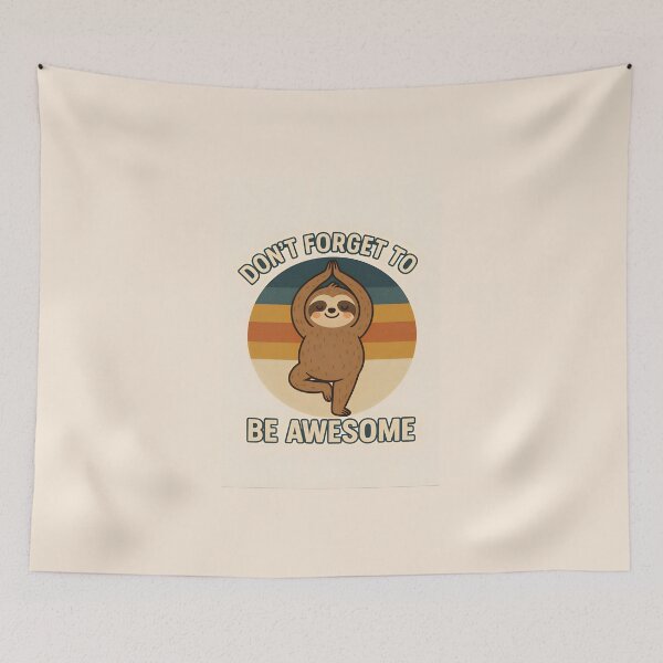 Item preview, Retro Sloth Yoga Motivation - Stay Awesome designed and sold by Amr Siam.