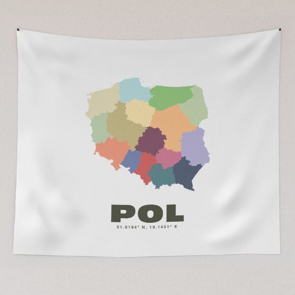 Item preview, Poland Map Print - Colorful Region Map Print designed and sold by CartoPrints.