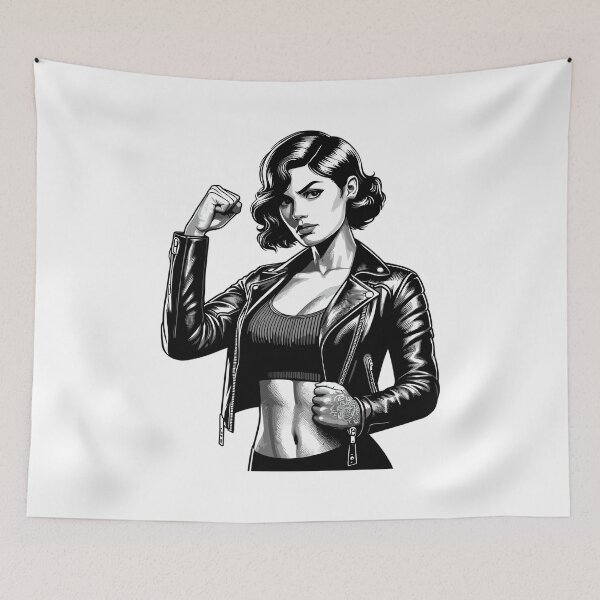 Item preview, Strong Cool Woman Rockabilly Leather Jacket Gift designed and sold by Pineapple-Tree.