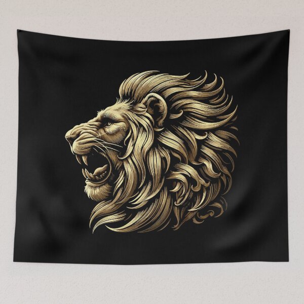 Item preview, Lion roaring gold lion head strong gift designed and sold by Pineapple-Tree.
