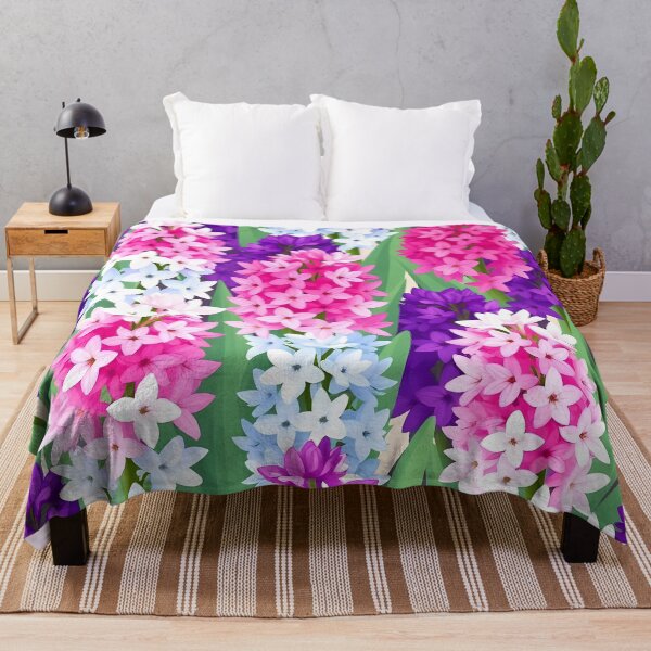 Item preview, Pink, Purple and White Hyacinth Flowers Pattern Pillow designed and sold by FestivityFinds.