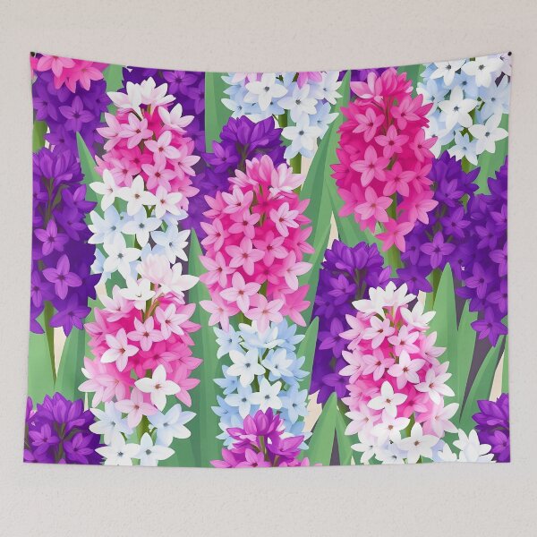 Item preview, Pink, Purple and White Hyacinth Flowers Pattern Pillow designed and sold by FestivityFinds.