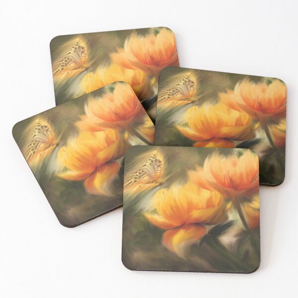 Item preview, Golden Garden Dream - Yellow Flowers and Butterfly in Soft Light designed and sold by ArtStyleAlice.
