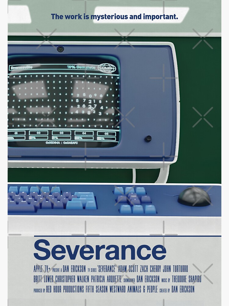 Severance with Adam Scott, John Turturro, Christopher Walken, 2022. Science fiction psychological thriller television series poster art quote Sticker