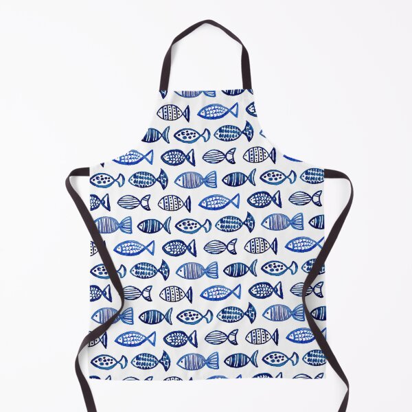 Item preview, Watercolor blue fish. Abstract sea animal pattern. Navy nautical art illustration designed and sold by Remioni.