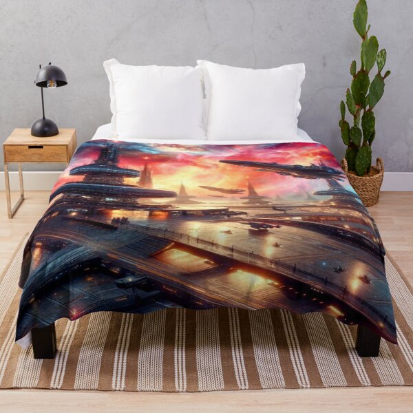 Item preview, Futuristic city in space – artistic spaceships and bright colors designed and sold by FotoworldEdel.