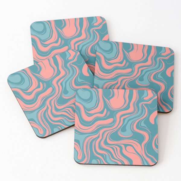 Item preview, Wavy Sketchnote Seamless Pattern - Warm Blue or green  and Pink Liquid Brush waves designed and sold by ElixirCraft.