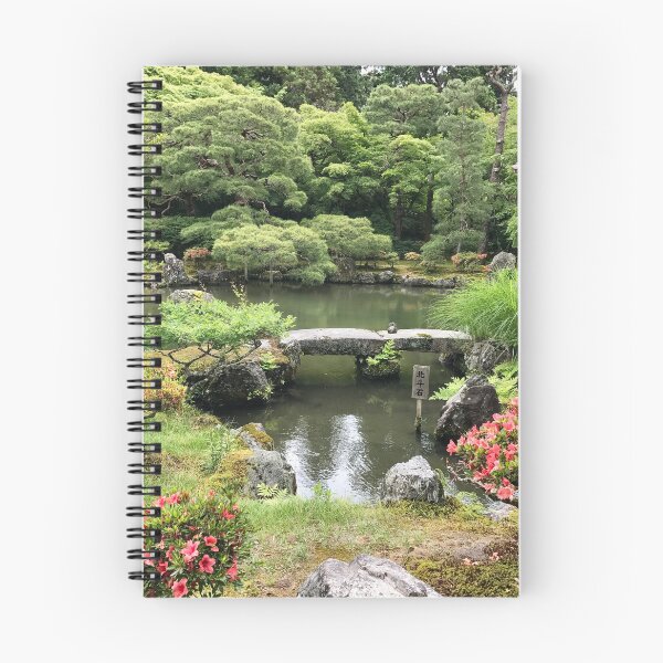 Item preview, Tranquil Japanese Garden - Stone Bridge and Blossoming Nature designed and sold by ArtStyleAlice.