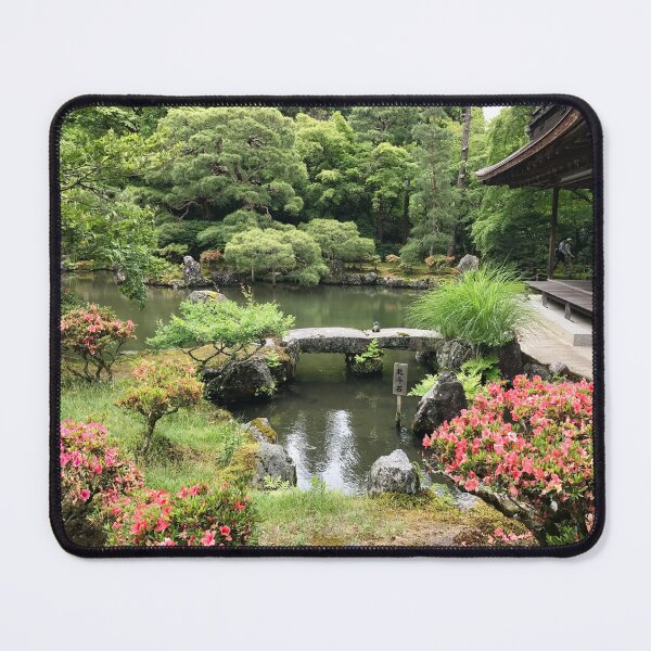 Item preview, Tranquil Japanese Garden - Stone Bridge and Blossoming Nature designed and sold by ArtStyleAlice.