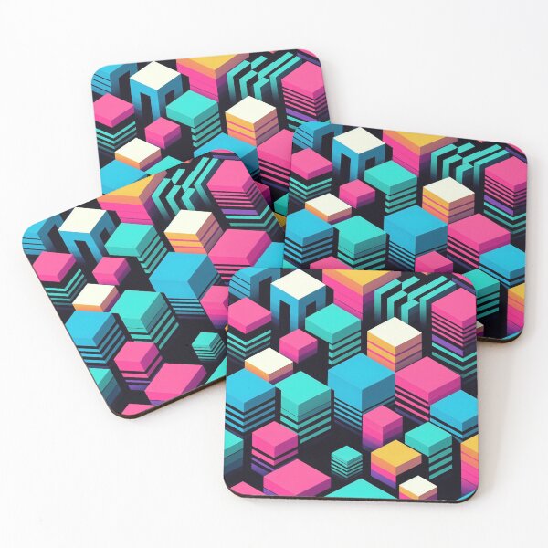 Item preview, Geometric 3D Cubes Neon Cyber Punk Style Vivid Colors designed and sold by JohnnyVillas.