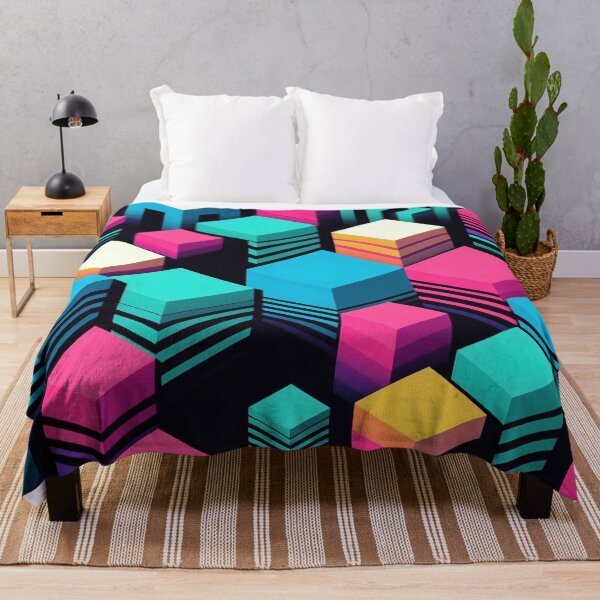 Item preview, Geometric 3D Cubes Neon Cyber Punk Style Vivid Colors designed and sold by JohnnyVillas.