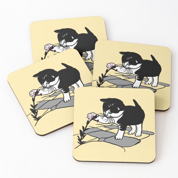 Item preview, Curious Kitten and Flower - Minimalist Cat Illustration designed and sold by ArtStyleAlice.