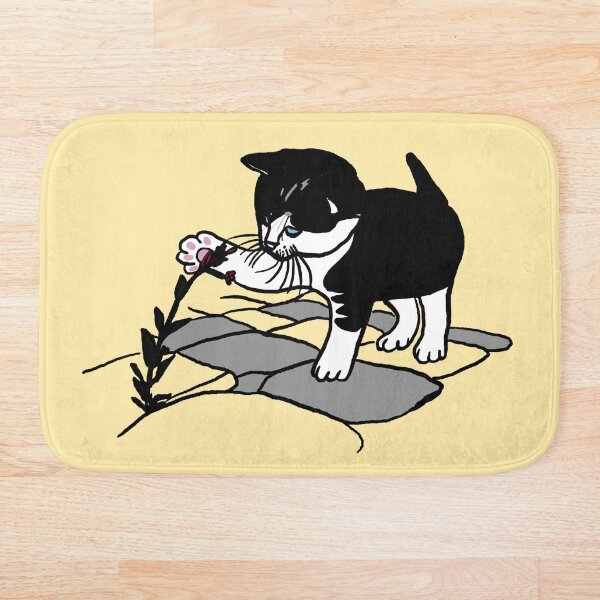 Item preview, Curious Kitten and Flower - Minimalist Cat Illustration designed and sold by ArtStyleAlice.