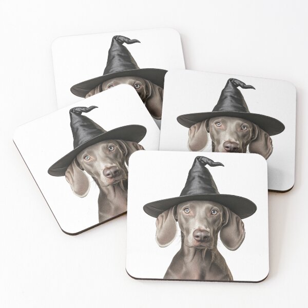 Item preview, Weimaraner dog Wearing Halloween Witch Hat designed and sold by LazyOwlStore.