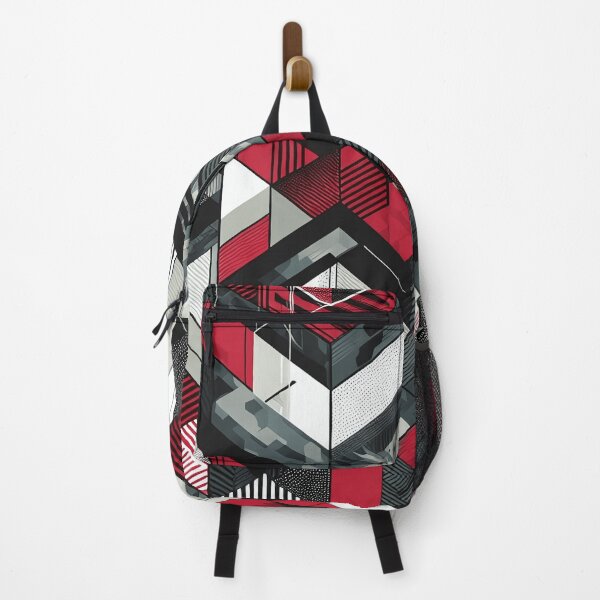 Item preview, Geometric Futuristic Abstract Art Deco Camo Fusion Red, Black and White designed and sold by JohnnyVillas.