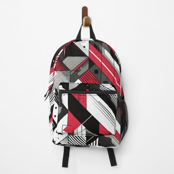 Item preview, Geometric Futuristic Abstract Art Deco Camo Fusion Red, Black and White designed and sold by JohnnyVillas.