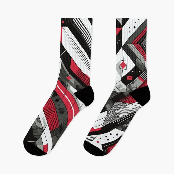 Item preview, Geometric Futuristic Abstract Art Deco Camo Fusion Red, Black and White designed and sold by JohnnyVillas.
