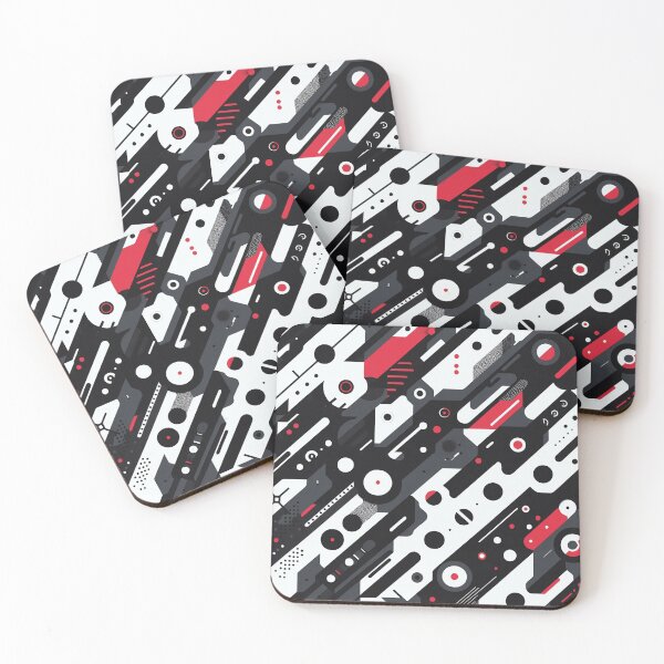 Item preview, Geometric Futuristic Diagonal Pattern in Black, Red and White tones designed and sold by JohnnyVillas.