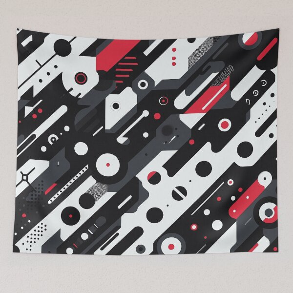 Item preview, Geometric Futuristic Diagonal Pattern in Black, Red and White tones designed and sold by JohnnyVillas.