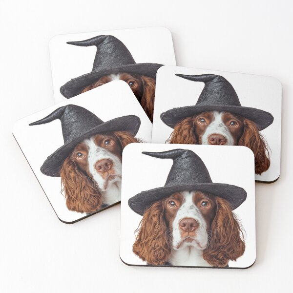 Item preview, Welsh Springer Spaniel dog Wearing Halloween Witch Hat designed and sold by LazyOwlStore.