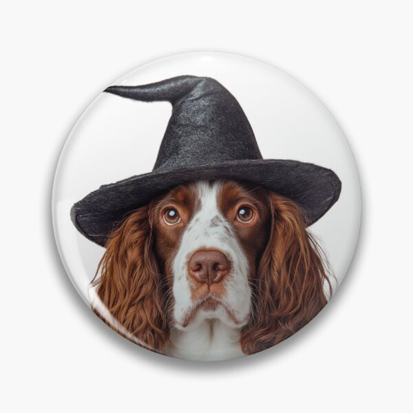 Item preview, Welsh Springer Spaniel dog Wearing Halloween Witch Hat designed and sold by LazyOwlStore.