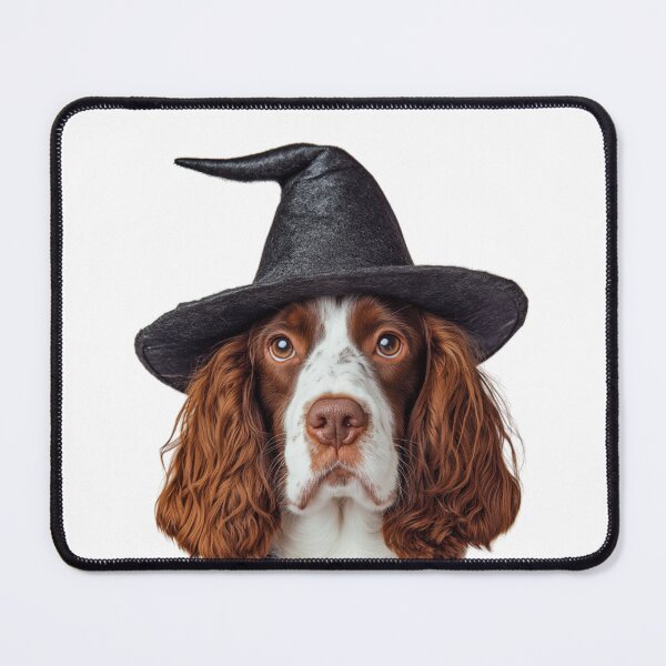 Item preview, Welsh Springer Spaniel dog Wearing Halloween Witch Hat designed and sold by LazyOwlStore.