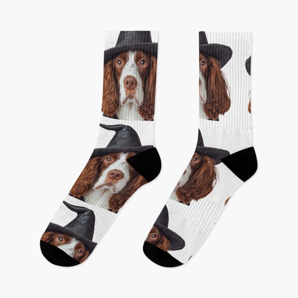 Item preview, Welsh Springer Spaniel dog Wearing Halloween Witch Hat designed and sold by LazyOwlStore.