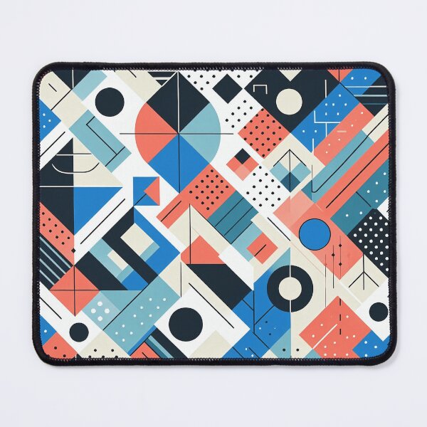 Item preview, Geometric Pattern 70s Architectural Style in Blue and Orange Tones designed and sold by JohnnyVillas.