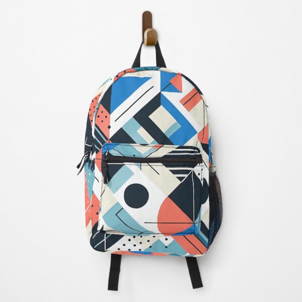 Item preview, Geometric Pattern 70s Architectural Style in Blue and Orange Tones designed and sold by JohnnyVillas.