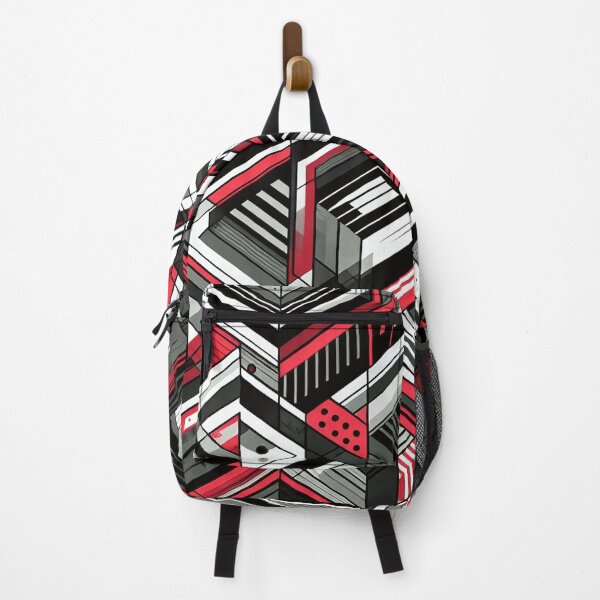 Item preview, Geometric Futuristic Hexagons Pattern White Black and Red designed and sold by JohnnyVillas.