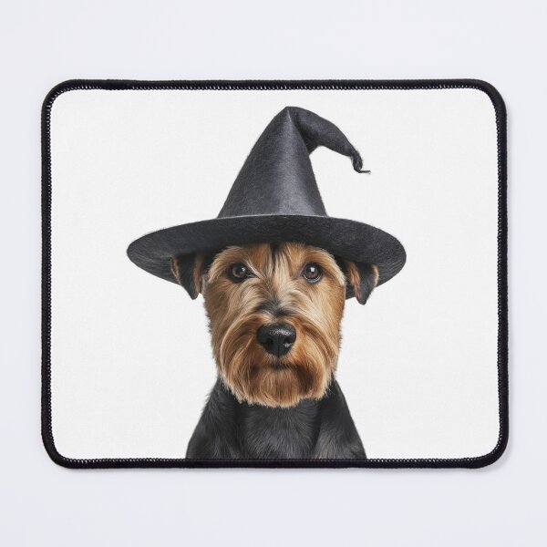 Item preview, Welsh Terrier dog Wearing Halloween Witch Hat designed and sold by LazyOwlStore.