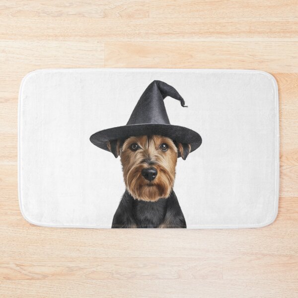 Item preview, Welsh Terrier dog Wearing Halloween Witch Hat designed and sold by LazyOwlStore.