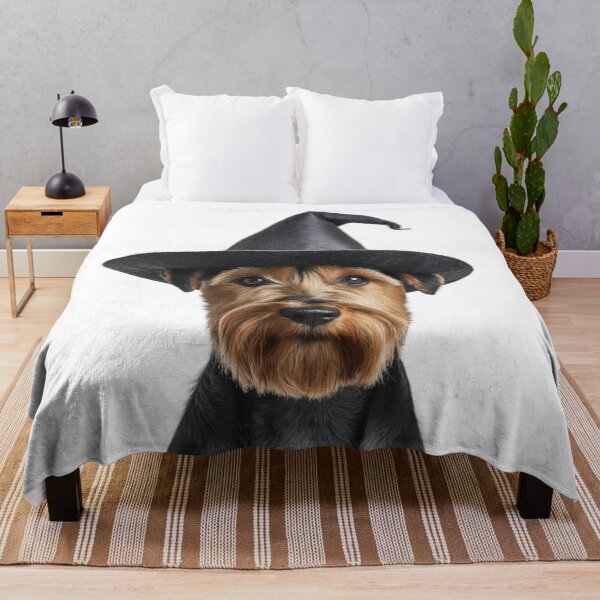 Item preview, Welsh Terrier dog Wearing Halloween Witch Hat designed and sold by LazyOwlStore.