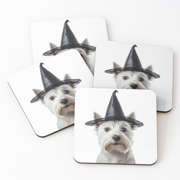 Item preview, West Highland White Terrier dog Wearing Halloween Witch Hat designed and sold by LazyOwlStore.