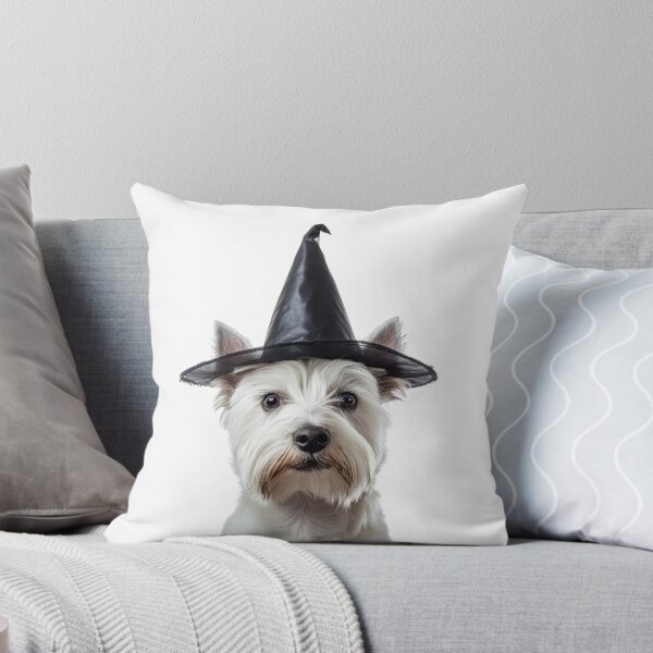 Item preview, West Highland White Terrier dog Wearing Halloween Witch Hat designed and sold by LazyOwlStore.