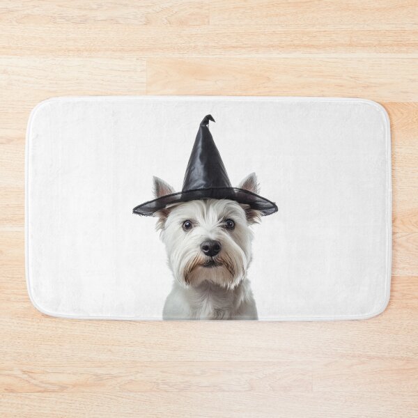 Item preview, West Highland White Terrier dog Wearing Halloween Witch Hat designed and sold by LazyOwlStore.