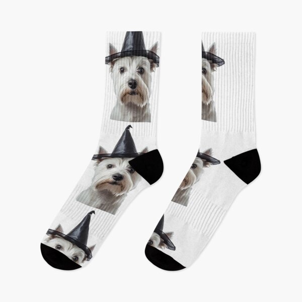 Item preview, West Highland White Terrier dog Wearing Halloween Witch Hat designed and sold by LazyOwlStore.