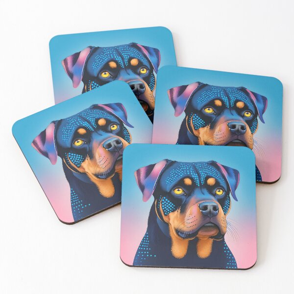Item preview, Ilustración de rottweiler con fondo degradado vibrante.png designed and sold by MountAshDesigns.