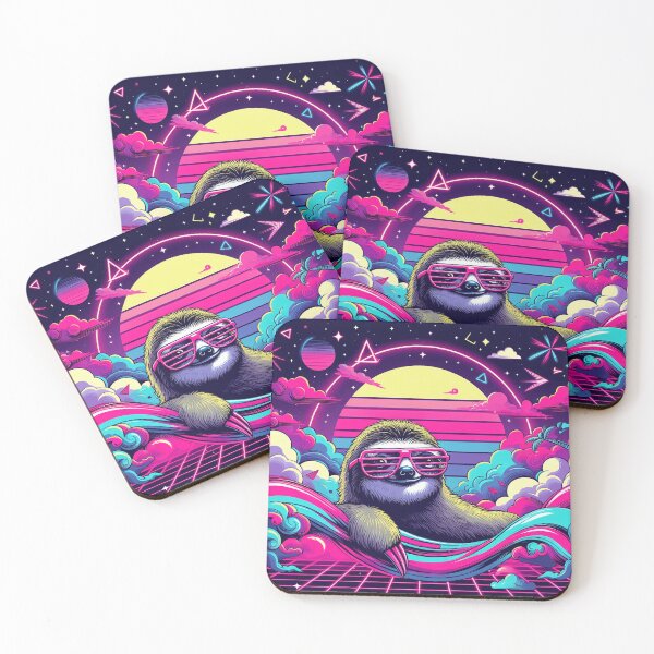 Item preview, Cool Neon Punk 80s Lazy Sloth with Pink Sunglasses designed and sold by JohnnyVillas.