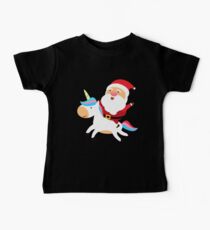 Santa Riding on Unicorn Baby Tee