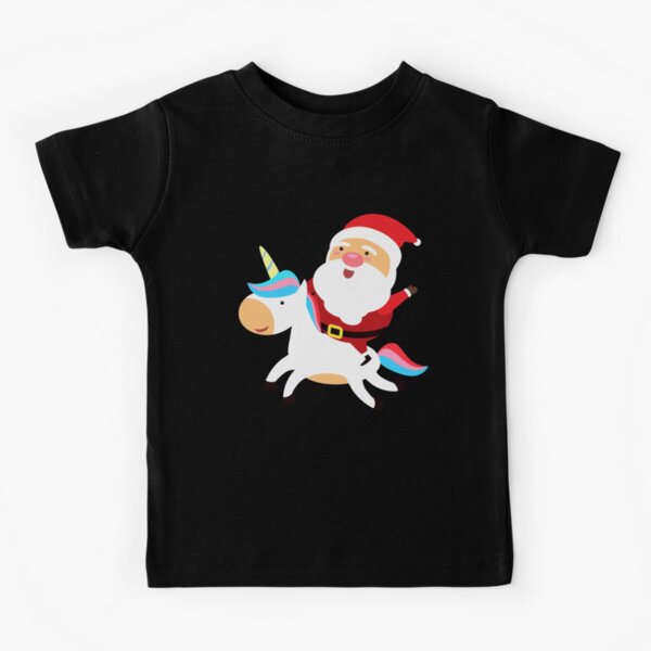 Santa Riding on Unicorn Kids T-Shirt