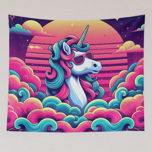 Item preview, Cool Neon Punk 80s Unicorn with Pink Sunglasses designed and sold by JohnnyVillas.