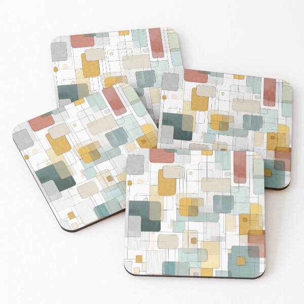 Item preview, Retro Geometric Blocks Seamless Pattern designed and sold by Moisky Patterns.