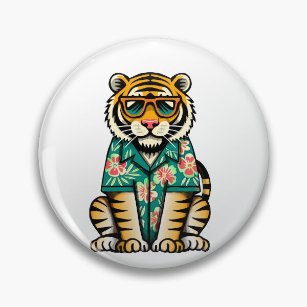 Item preview, Cool Tiger Wearing Hawaiian Shirt Cartoon Art designed and sold by krisevansart.