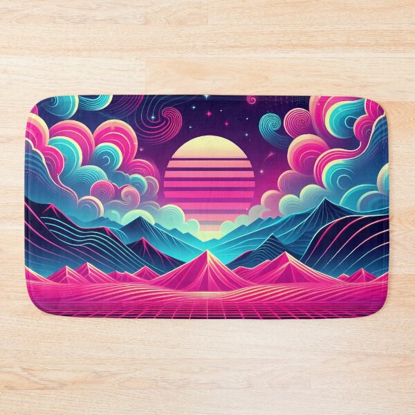 Item preview, Cool Neon Punk 80s Landscape Mountains and Clouds designed and sold by JohnnyVillas.