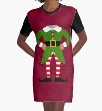 Elf Costume for Carnaval Christmas Halloween Party Graphic T-Shirt Dress