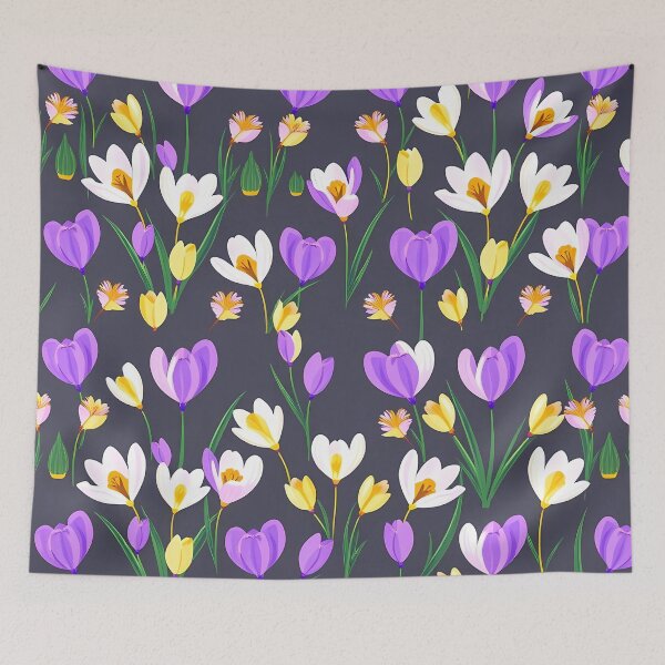 Item preview, Crocuses in Purple, Yellow, and White A-Line Dress designed and sold by FestivityFinds.