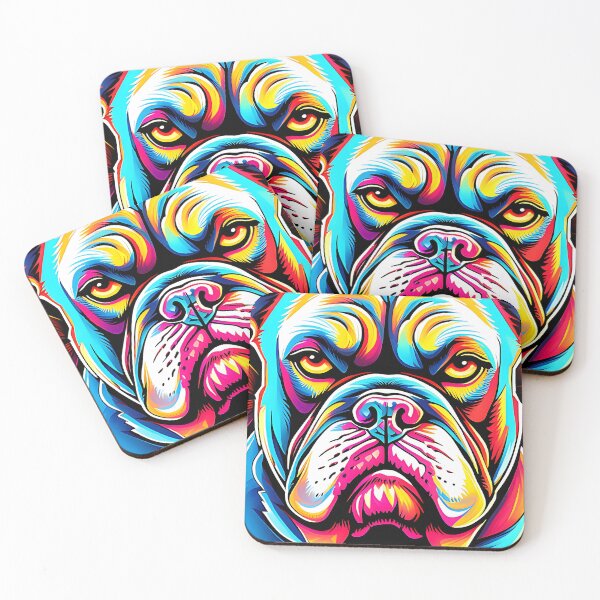 Item preview, multicolor Bulldog Face abstract art designed and sold by Best-Art-Design.